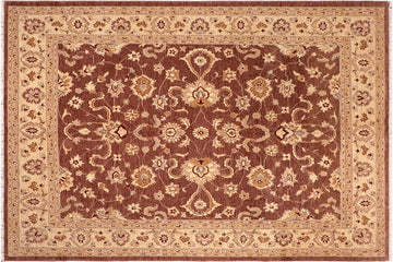 handmade Traditional Kafkaz Chobi Ziegler Brown Beige Hand Knotted RECTANGLE 100% WOOL area rug 8 x 10